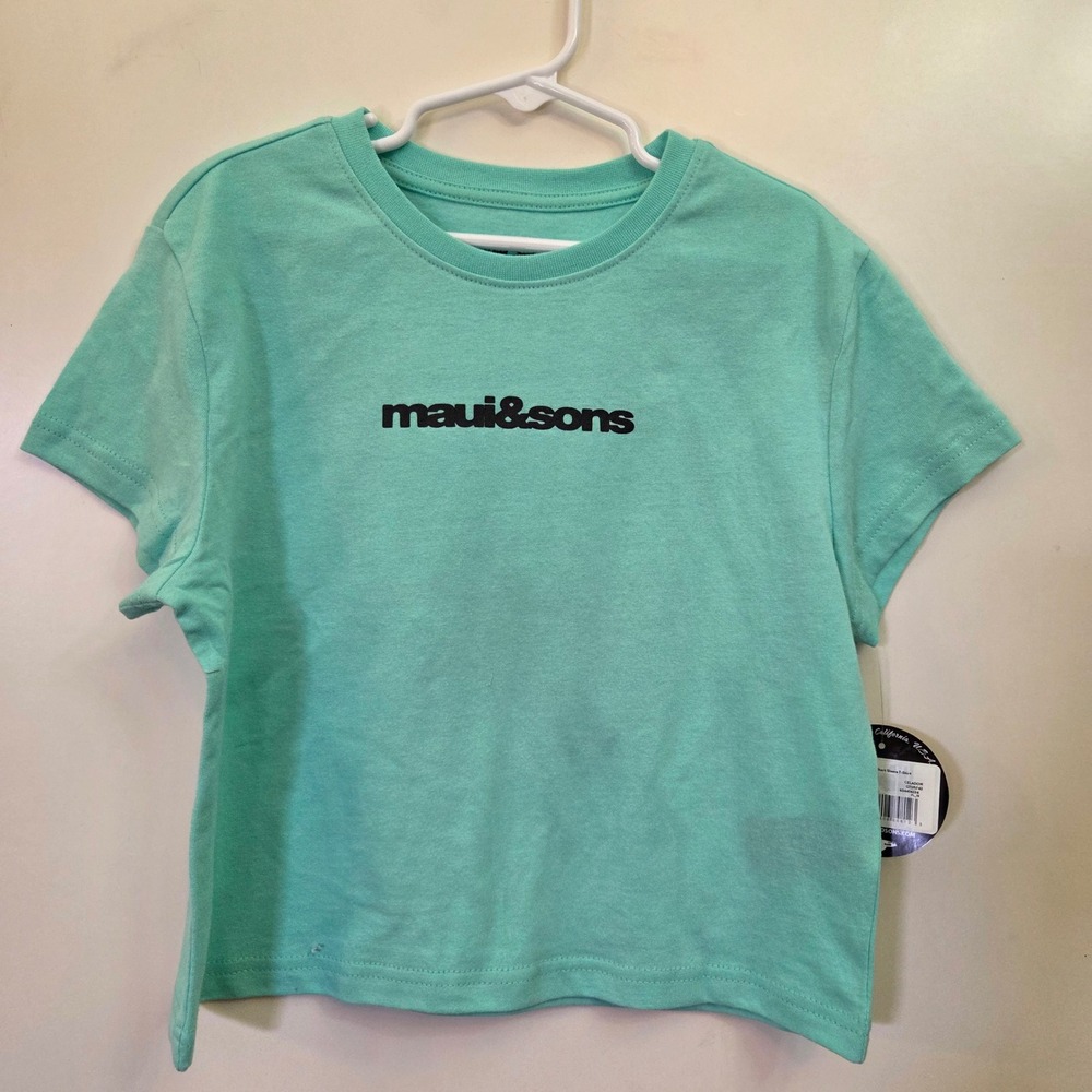 Maui and Sons Kids Mint Green Short Sleeve Graphic T-Shirt Size Large 10/12 NEW